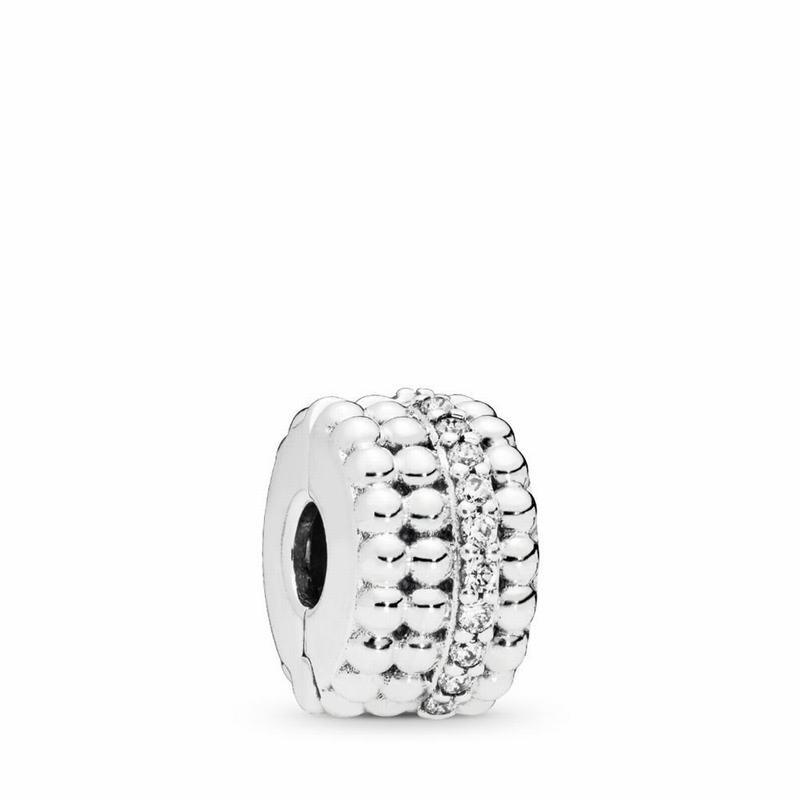 Pandora Beaded Brilliance Clip Charm - Sterling Silver/Cubic Zirconia - Canada | RD6238JL